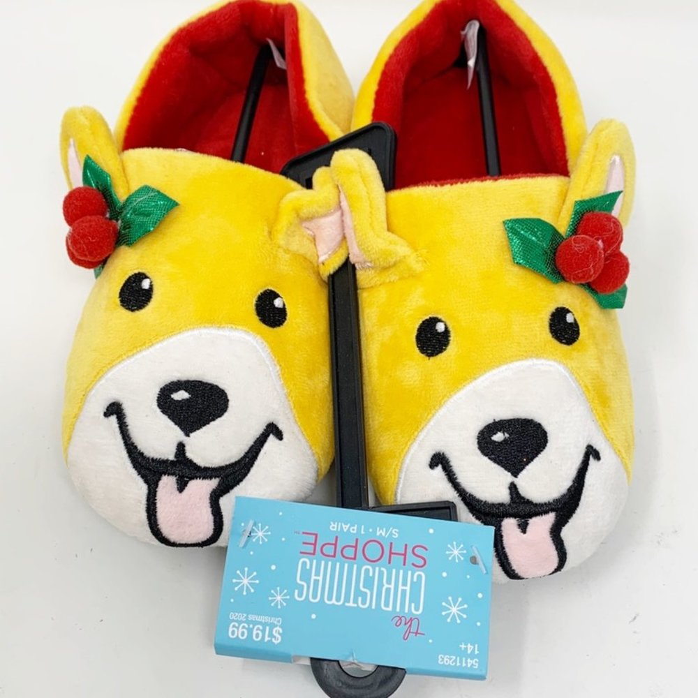Christmas Shoppe Puppy Slippers Youth Size S/M